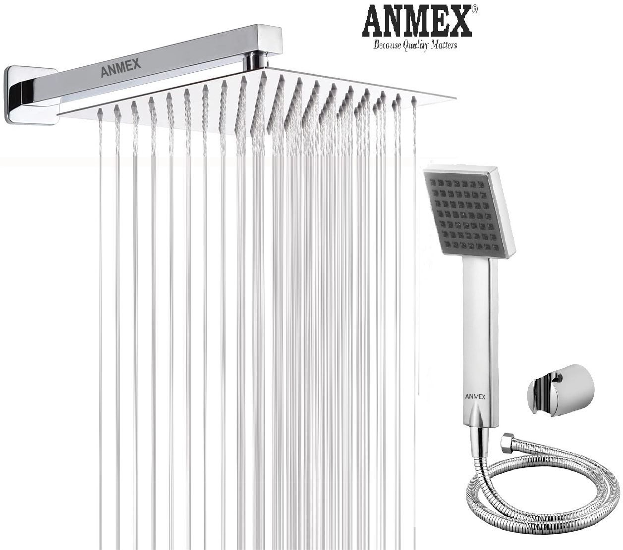 ANMEX HandShower (ABS),SS304 1.5mtr Tube And Hook 6X6+15Inch Arm+HandShower Set)-image-24