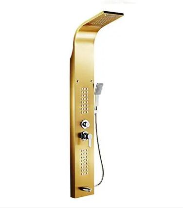 Allwinsink Golden Copper Shower Set Wall Mounted Hot and Cold Rain Shower Panel Rain fall, Water fall, Hand Shower, Body Jet Shower-picture-10