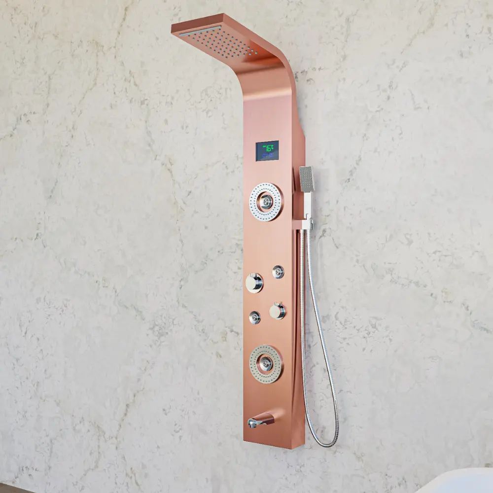 4VIEW 5-in-1 LED Thermostatic Shower Panel with Body Jets & Hand Shower 5-in-1 LED Thermostatic Shower Panel - Rainfall, Body Jets & Display Rainfall | Waterfall | Body Massage | Handheld | Temperature Display-image-22