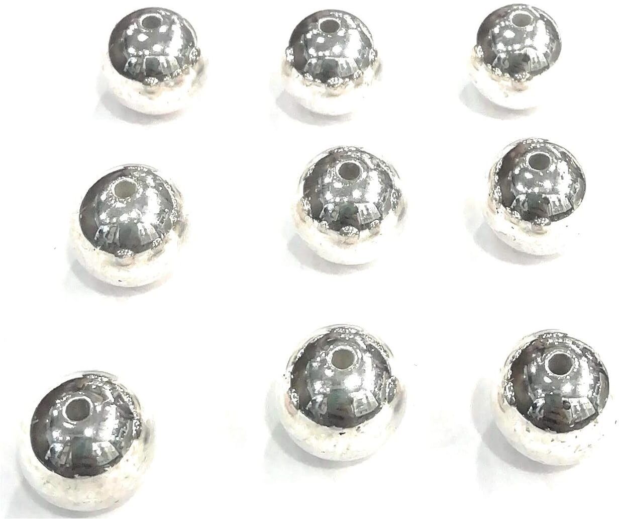 Silver Plated Plain Amla {Moti 9 pcs Diameter 1 cm} Decorative Showpiece-1 cm-image-9