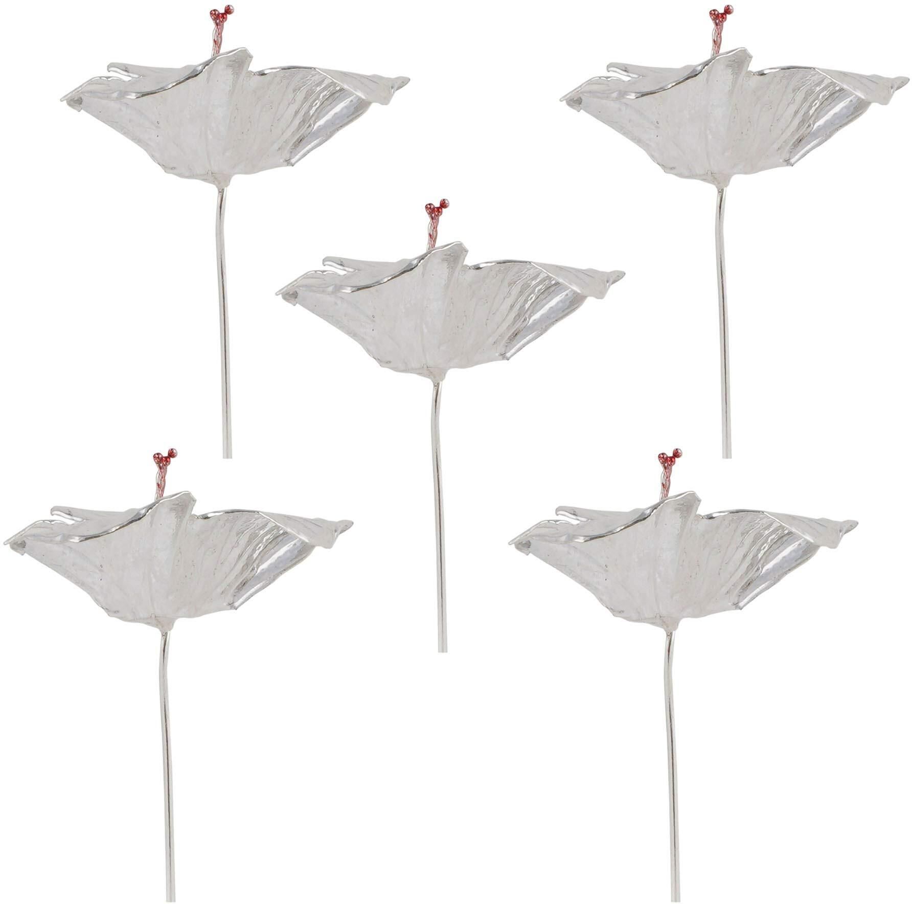 dhruvs collection 925 Silver Combo of 5 Lotus Flower for Pooja, Temple Decor & Gifting Purpose Decorative Showpiece - 4 cm-picture-46