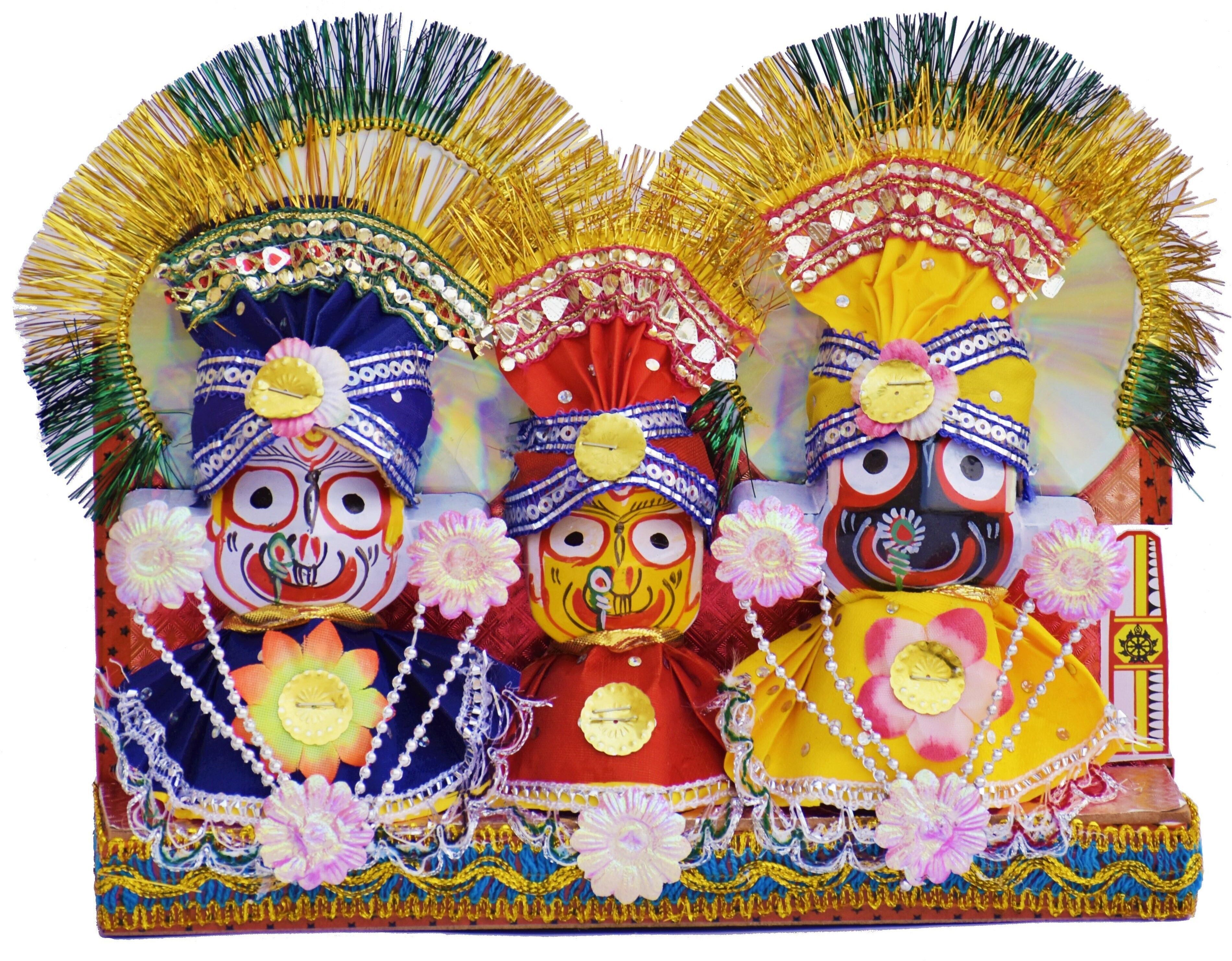 Shree Jagannath,Balabhadra,Maa Subhadra Idol of 4 inch With Singara Vesa ,Dress Including for Gifiting,Home Decor ,Pooja Room, Decorative Showpiece - 10 cm-image-35
