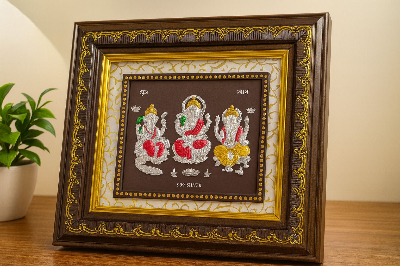 altrona Ganesh Lakshmi Saraswati Frame 999 Pure Silver for Pooja & Gifting I Silver Idol Decorative Showpiece - 20 cm-picture-45