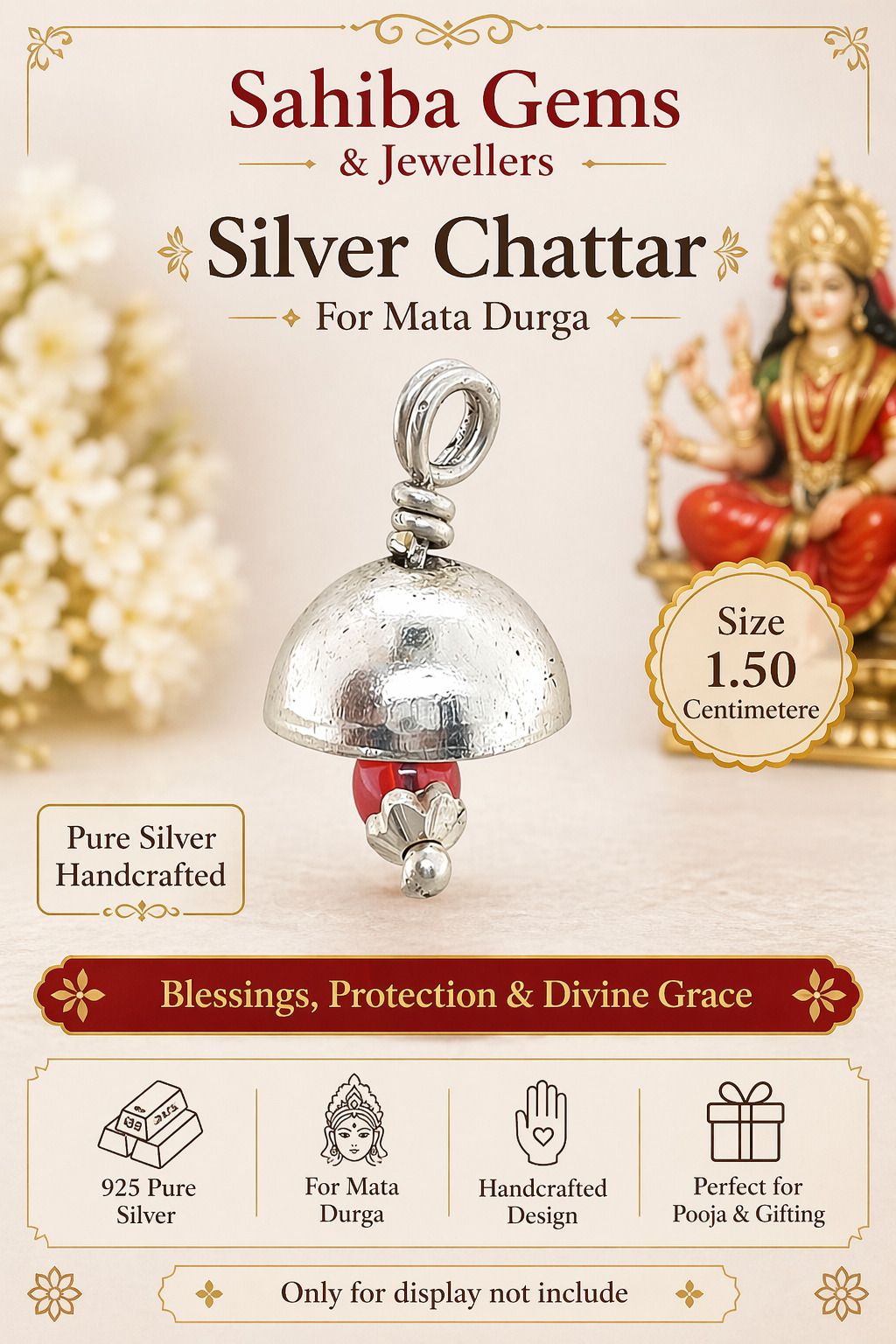 sahiba gems Silver Chattar Pooja items Decorative Showpiece - 1.5 cm-picture-7