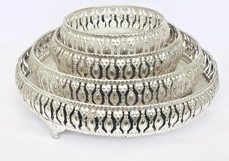 nnp Elegant Silver Plated Decorative Serving Tray Set Home Size:- 6" x 8" x 10" Decorative Showpiece - 8 cm-picture-13