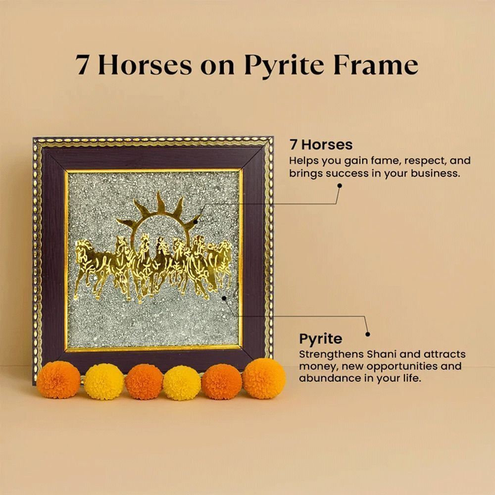 7 Horses on Raw Pyrite Religious Frame-image-29