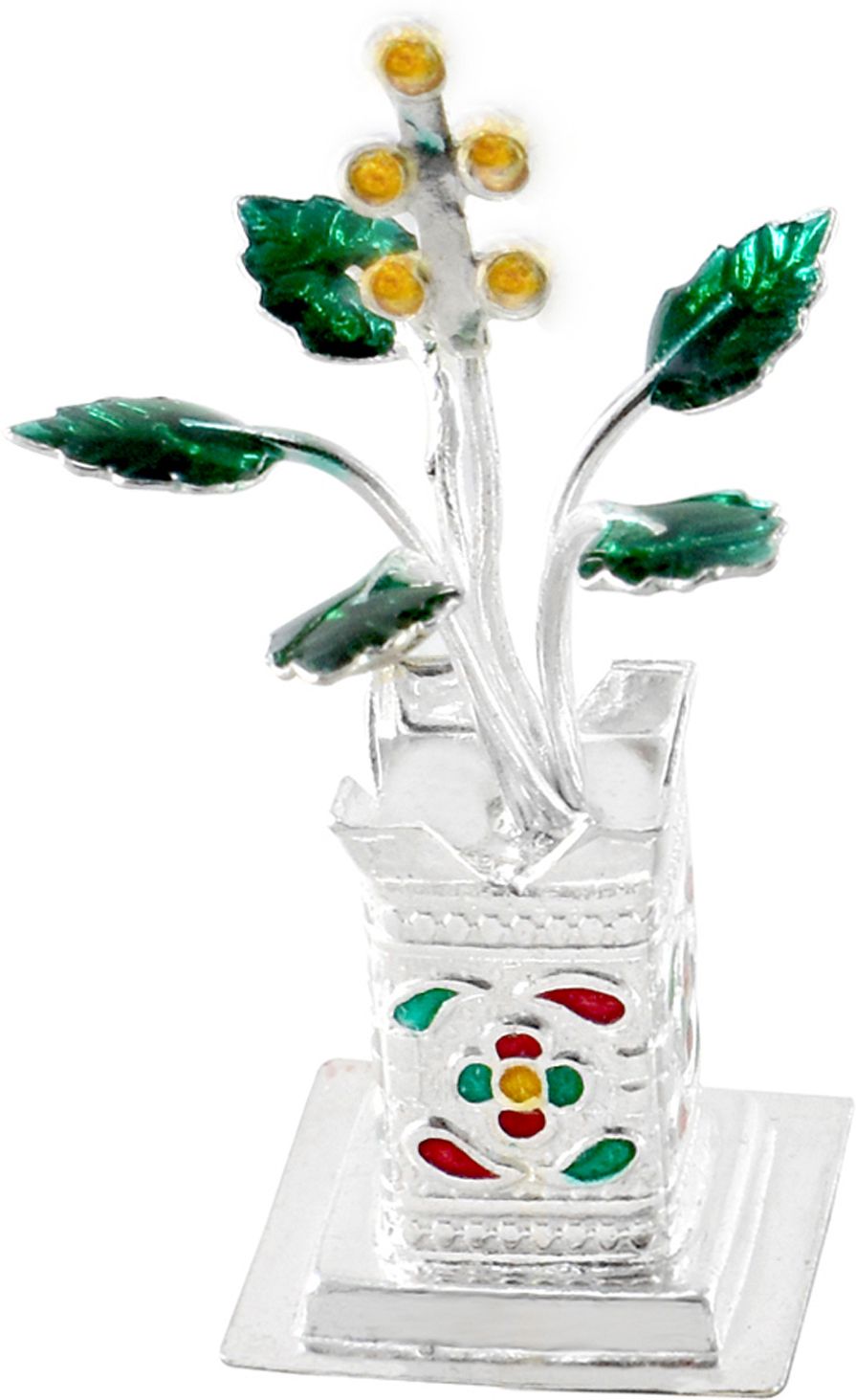 kmj pure silver tulsi plant for pooja and gifting purpose (wt. 8 gms) Decorative Showpiece-5 cm-picture-30