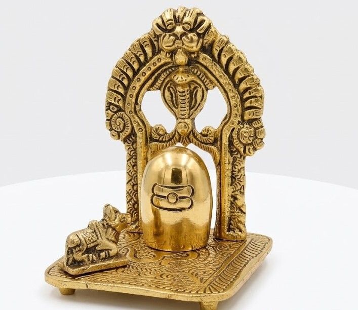Aadhya Arts Premium Brass Shiva Lingam with Nandi Decorative Showpiece - 12.4 cm-image-7
