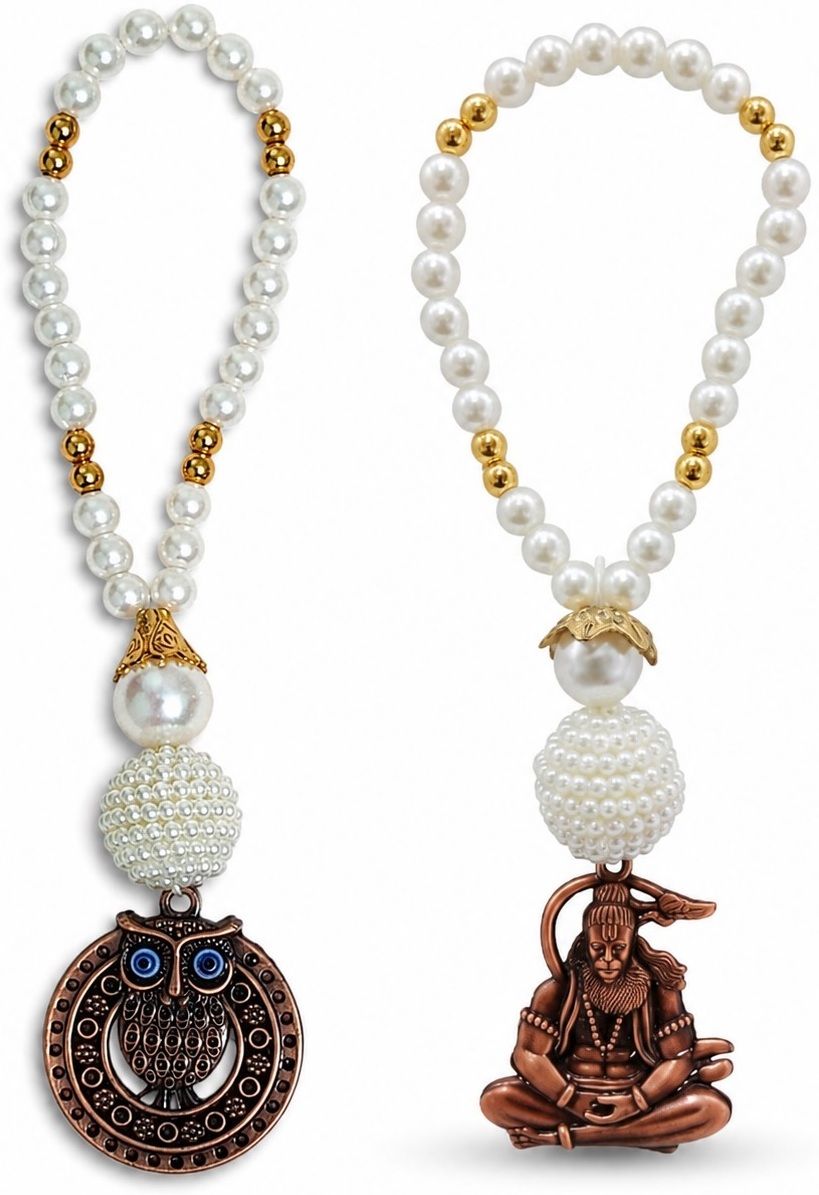 adhvik Combo of Evil Eye Protection Metallic Owl & Mahabali Hanuman Hanging Accessories Decorative Showpiece - 20 cm-picture-44