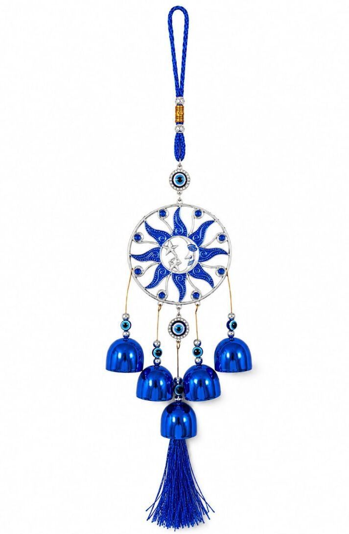 UNIQUE SUN DESIGN WITH EVIL EYE ACCENTS Aluminium Windchime-image-1