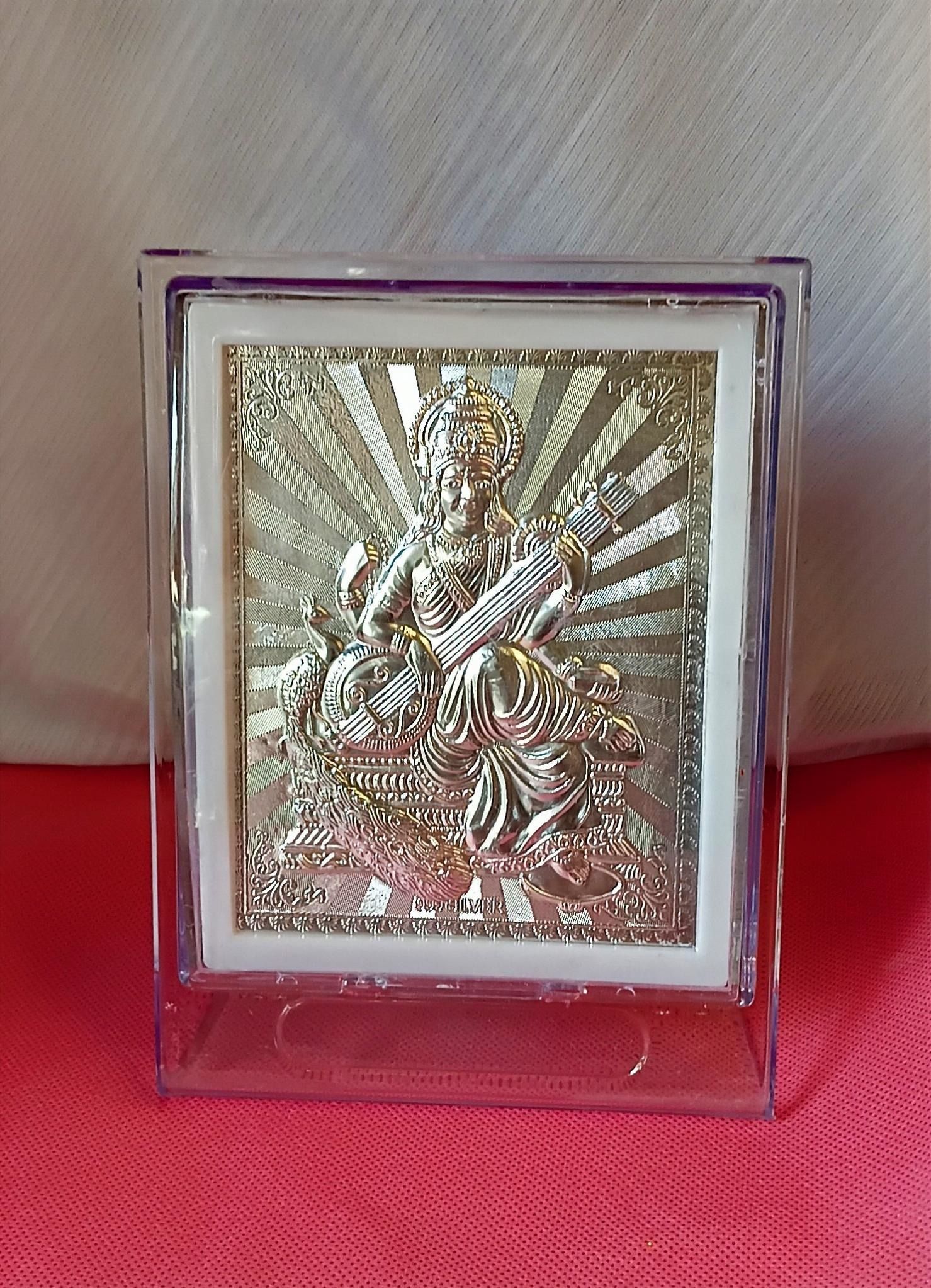 roots craft Saraswathi Silver Photo Frame for Home/Office Desk & Pooja Room Decorative Showpiece - 17 cm-picture-41