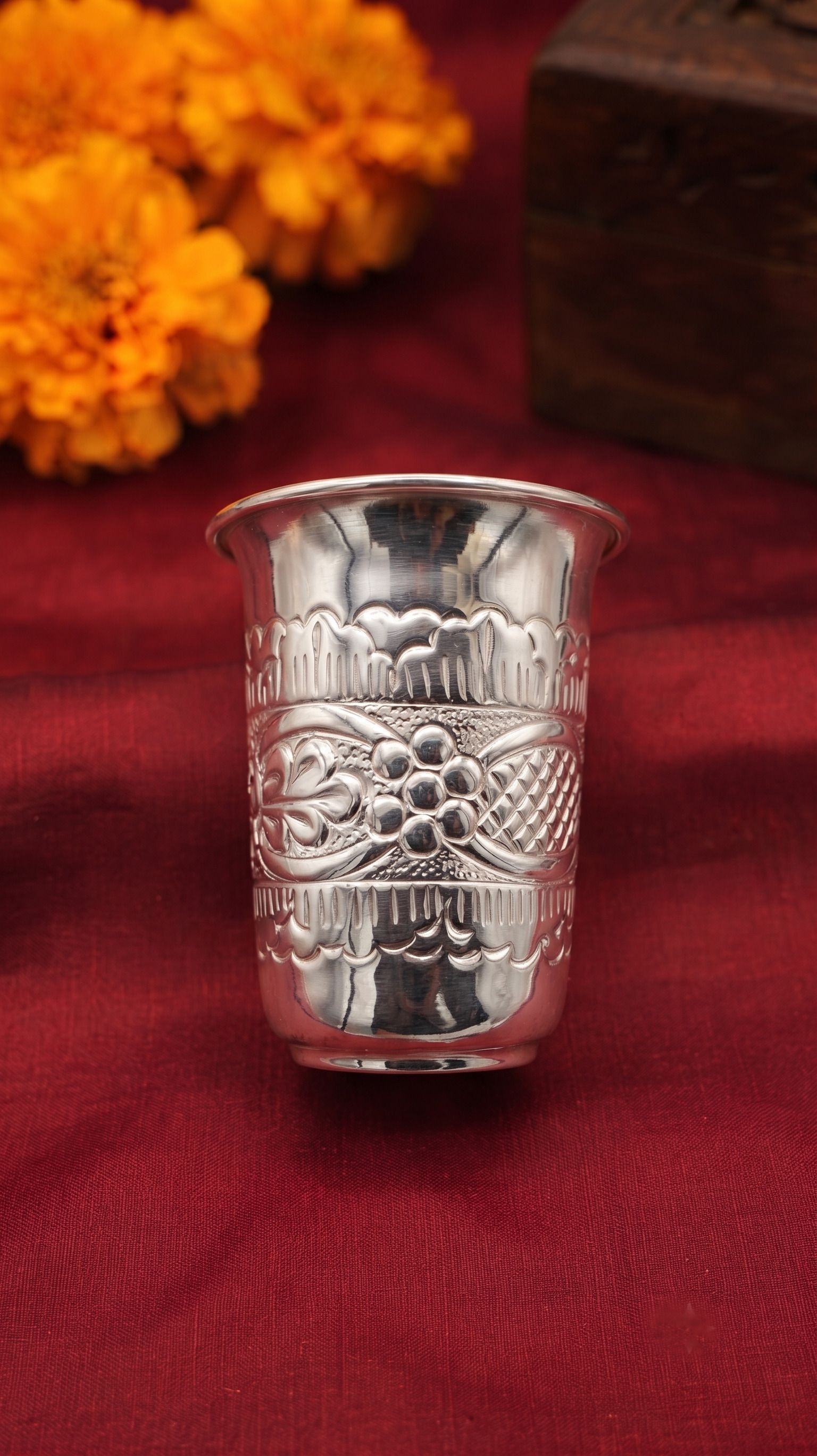 astro-d Modern Nakshi Silver Pooja Glass 50g Decorative Showpiece - 7 cm-picture-44