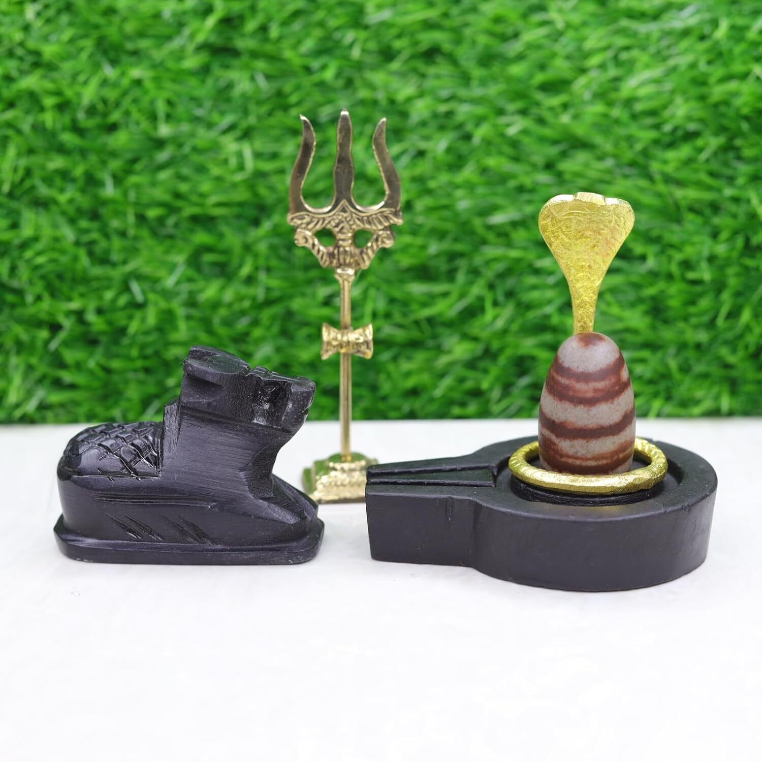 aknaturals Narmadeshwar Shivling with Jalhari Base, Brass Nagfani Decorative Showpiece - 5 cm-picture-11
