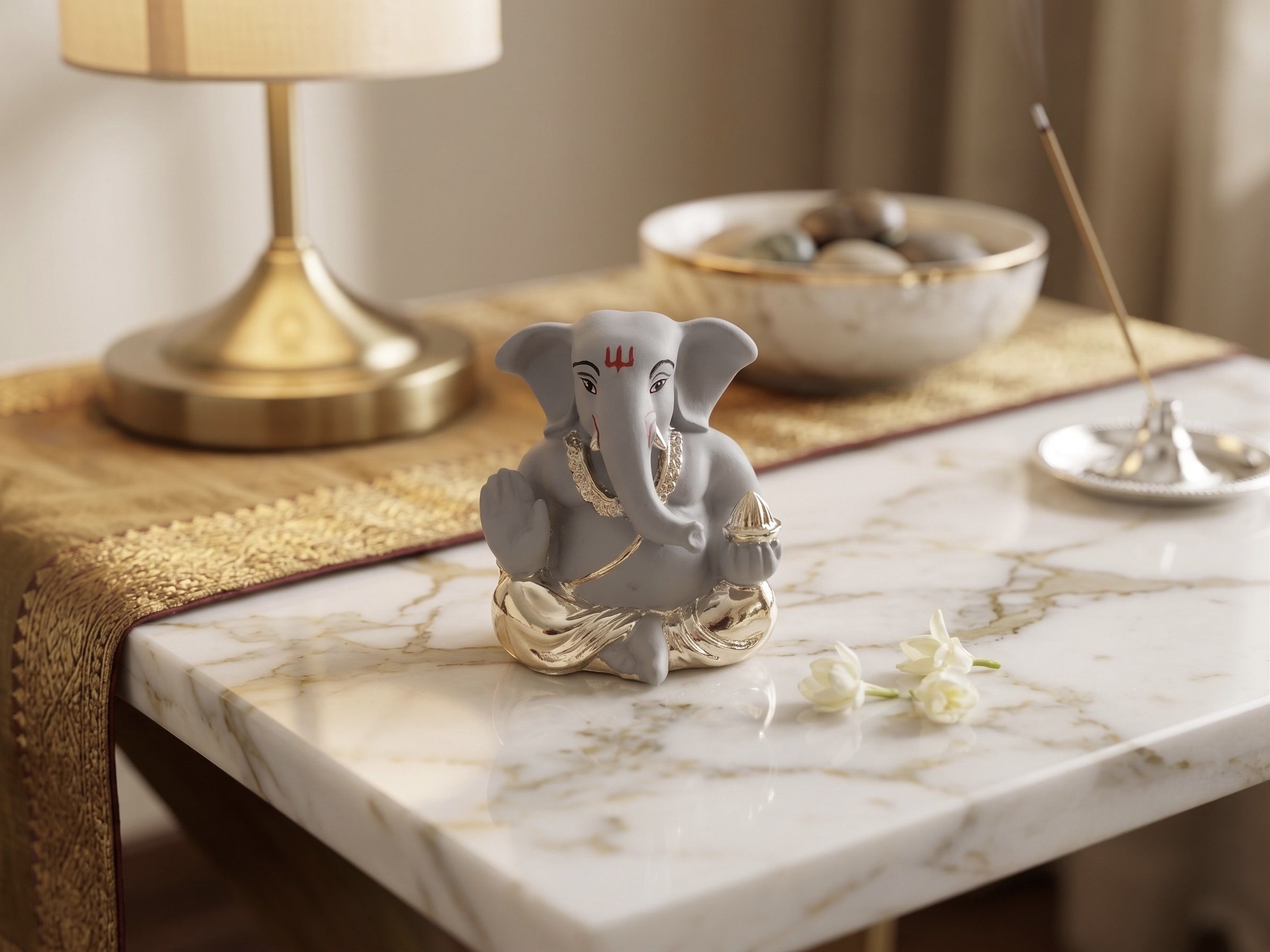 999 Pure Silver Ganesha Idol, Modern Lord Ganpati Murti- 6 cm Decorative Showpiece - 6.5 cm-image-35