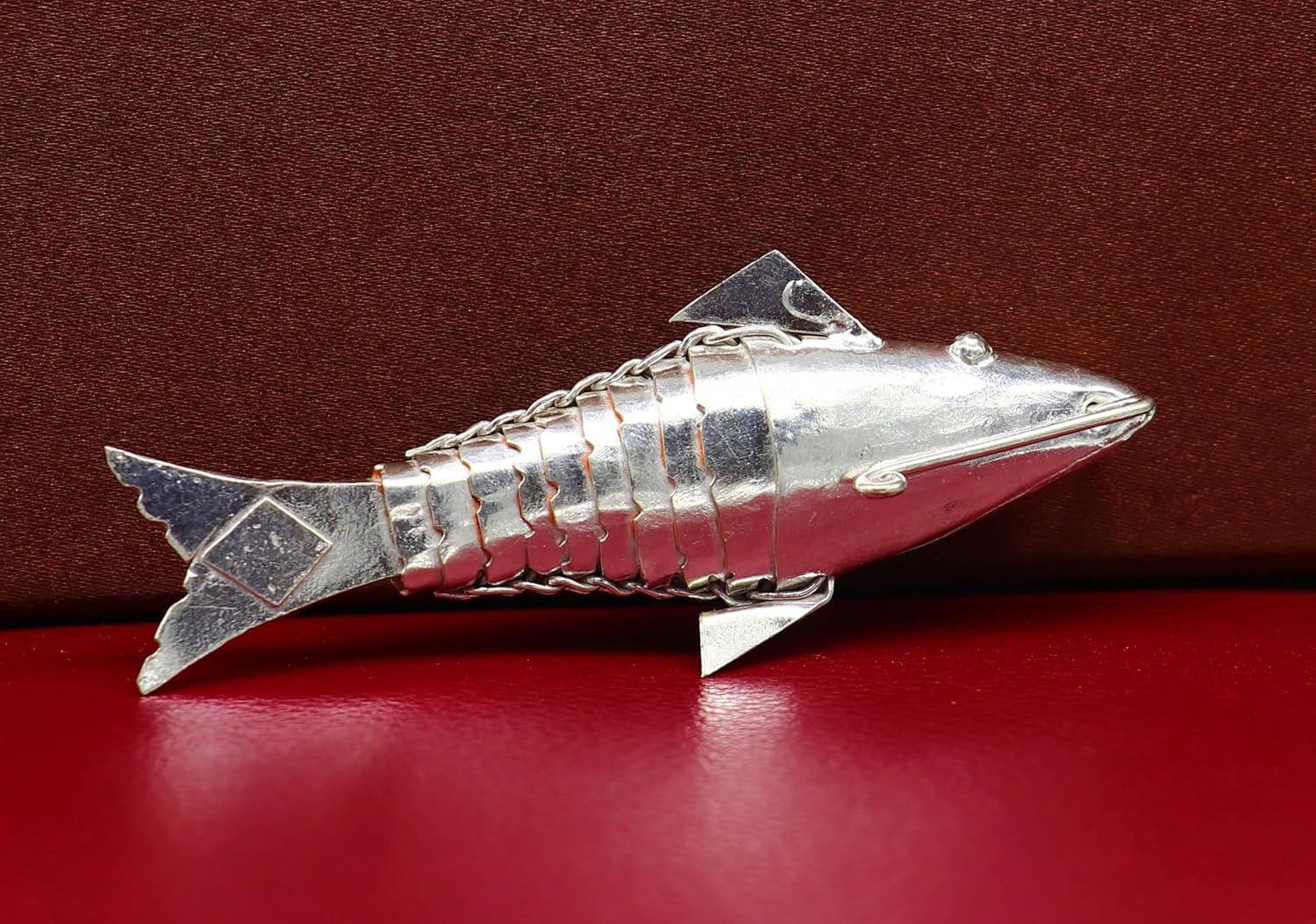 silver fish idol matsya vishnu avatar handmade puja decor Decorative Showpiece - 3 cm-image-12