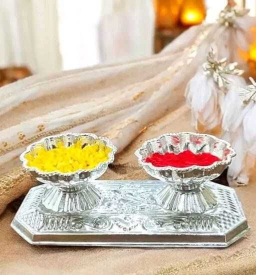 Silver Kumkum Holder Decorative Showpiece - 2 cm