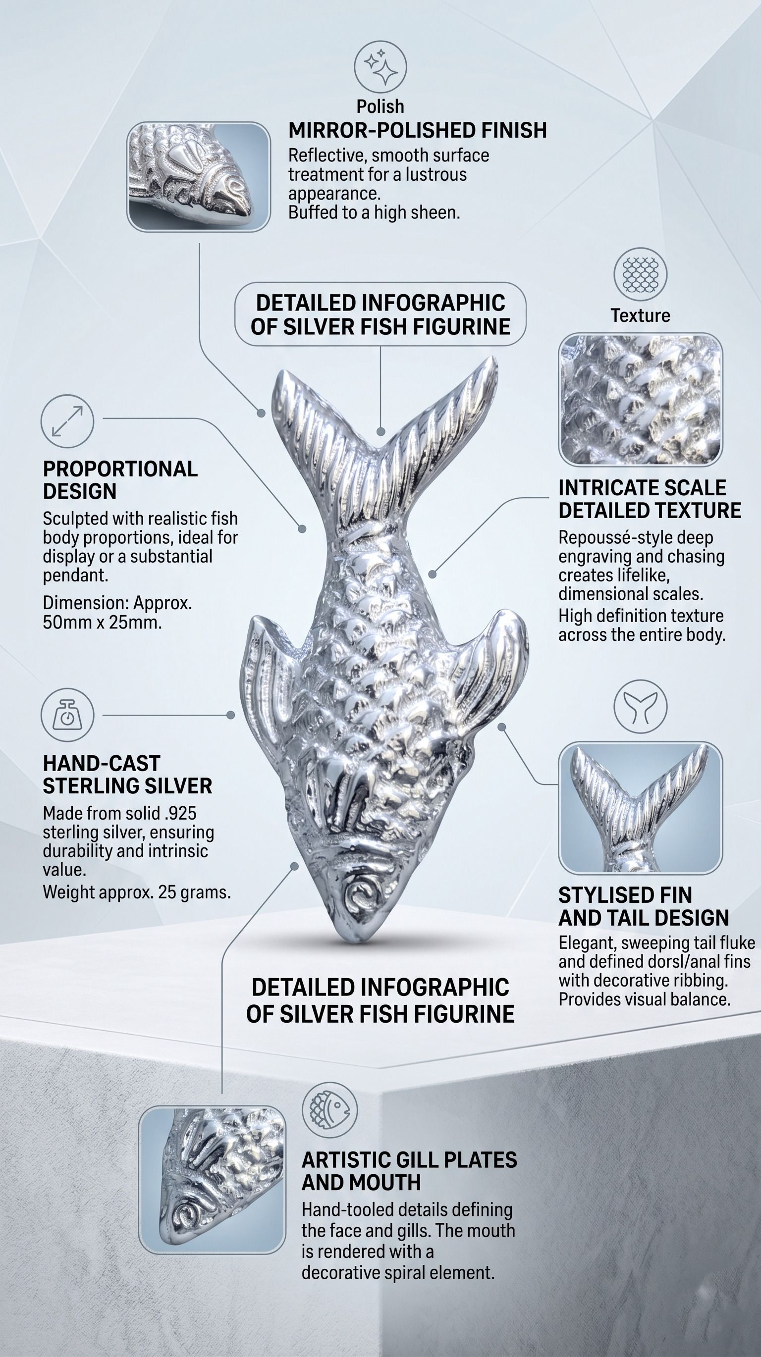 Silver Fish for Vastu, Pooja and Astrological Use Polished Finish, 2x1 cm, 8 GM Decorative Showpiece - 2 cm-image-15