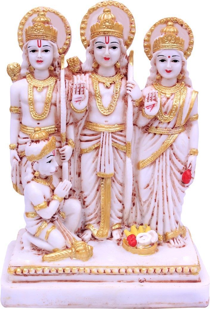 Ram Parivar Idol Shri Ram Sita Lakshman Hanuman Murti Statue for Pooja Mandir Decorative Showpiece - 22 cm-image-32