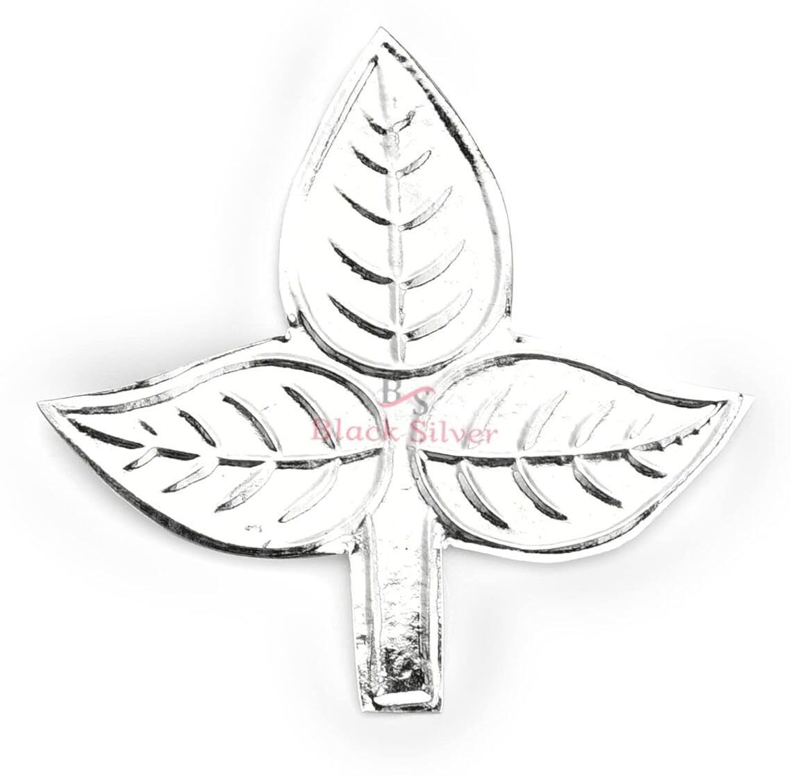 dhruvs collection Black Silver 925 Shiv Ji Bel Patra for Pooja, Mandir Decoration & Gifting Decorative Showpiece - 4 cm-picture-40