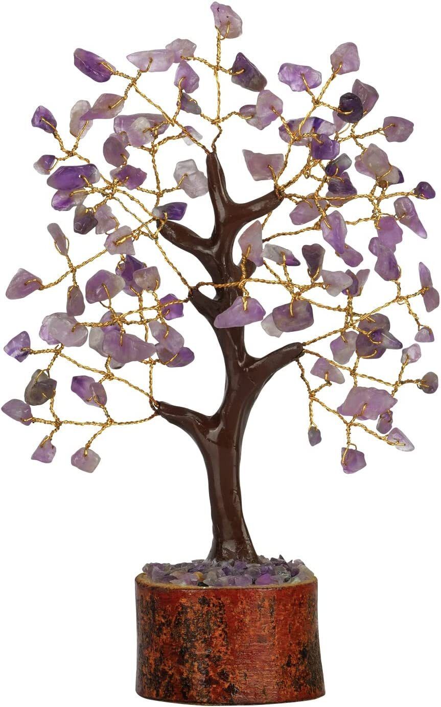 Amethyst Crystal Bonsai Money Tree Natural Gemstone Feng Shui (6-7” & 100 Beads) Decorative Showpiece-16 cm-image-4
