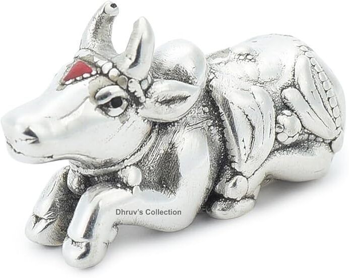 dhruvs collection 999 Silver Shiv Nandi Maharaj Idol for Home, Pooja & Spiritual Gifting Decorative Showpiece - 10.5 cm-picture-44