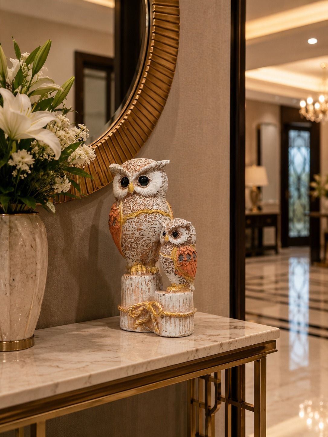 Pair of Decorative Owl Showpiece Statue for Home Decor Lucky Owl Figurine Decorative Showpiece - 16 cm-image-8