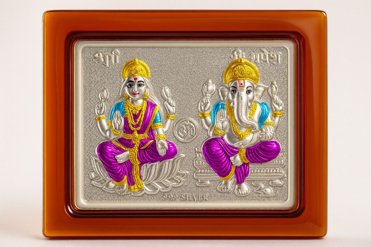Pure 999 Silver Ganesh Laxmi Mini Frame Idol Showpiece 8x5 cm Decorative Showpiece - 5 cm-image-25