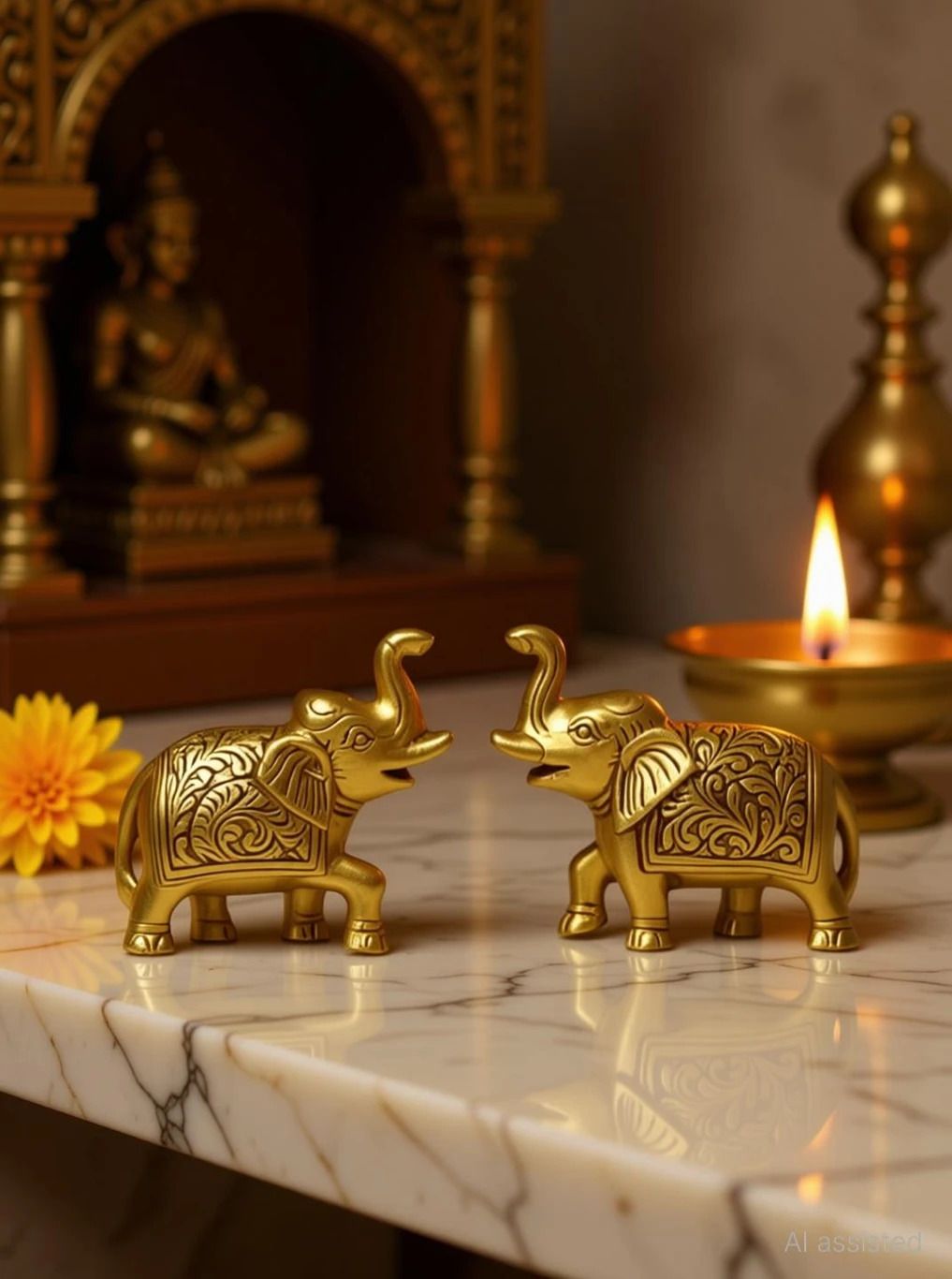 Metal Elephant Pair Set Of 2 For Home And Office small Decorative Showpiece - 2.5 cm-image-3