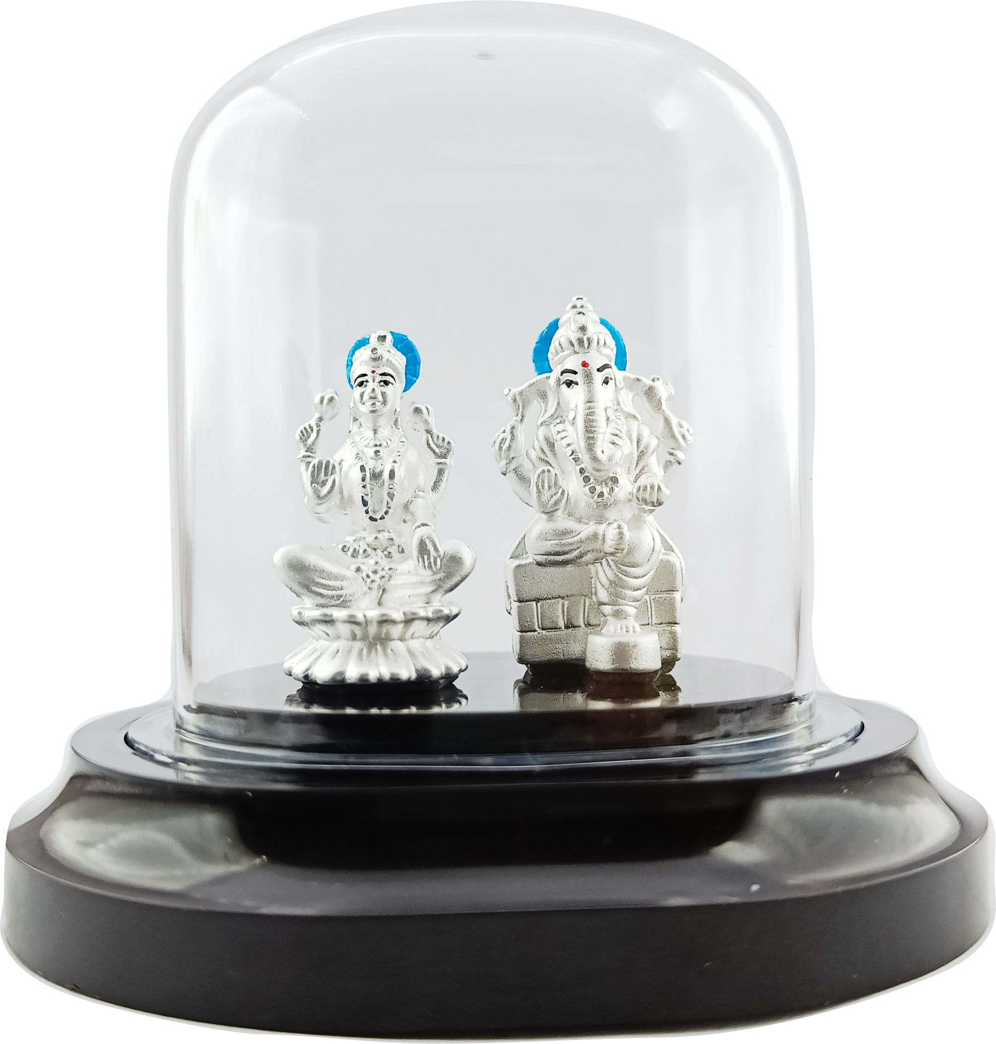 silverspot jewel 999 Pure Silver Beautiful Colorful Laxmi-Ganesh with Acrylic Base Idol/Statue. Decorative Showpiece-50 cm-picture-29
