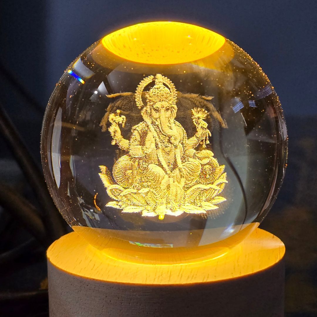 3D Lord Ganesh Ji Crystal Ball Night Lamp