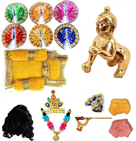 moco estor Laddu Gopal Ji 1no. Size Idol with ( Item Of 14) Full Dress Set Combo (Size-1no) Decorative Showpiece - 6 cm image 1