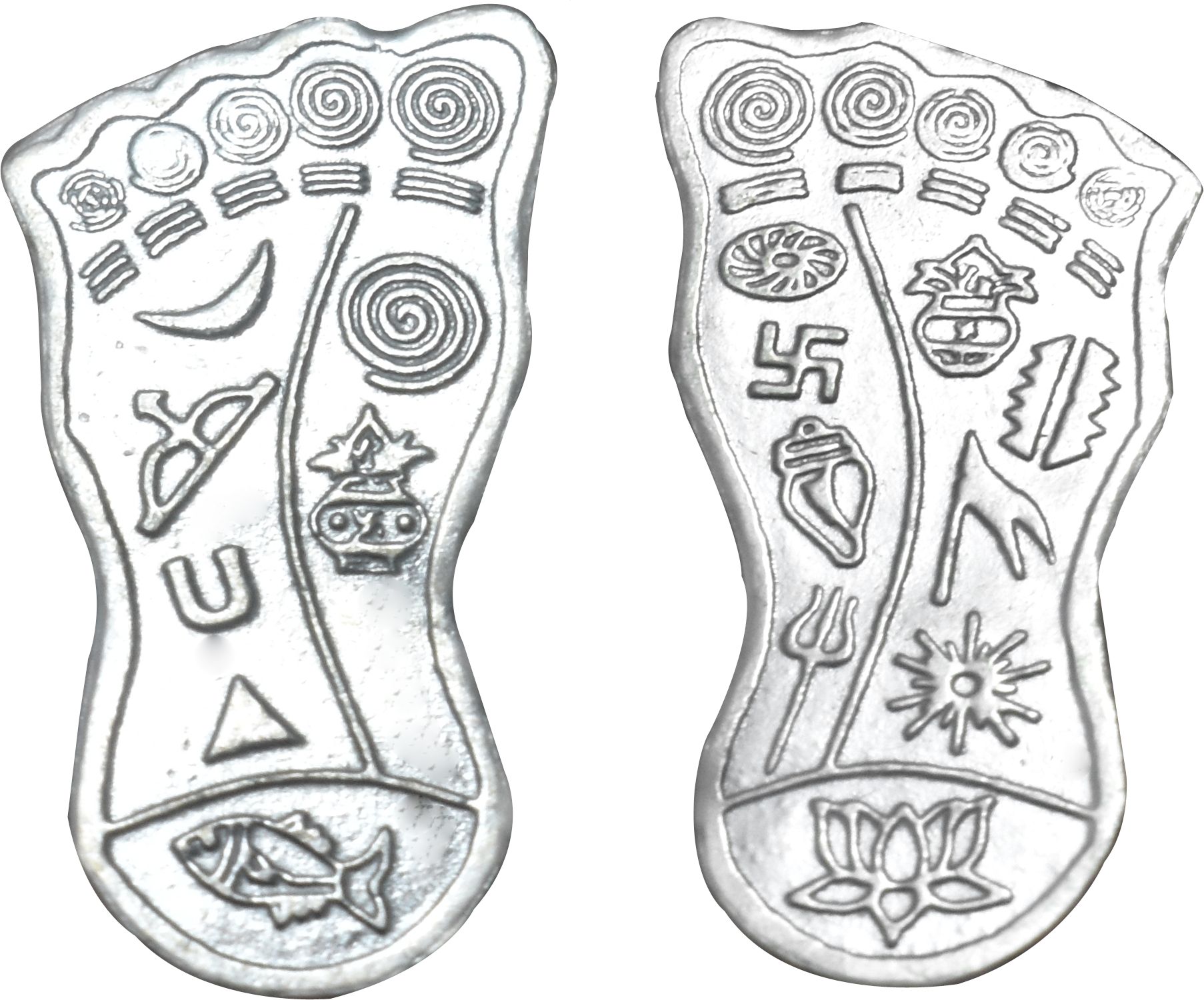 kmj Pure Silver Laxmi Charan Paduka for Puja, Lakshmi Charan for Wealth & Prosperity Decorative Showpiece - 2.5 cm-picture-32