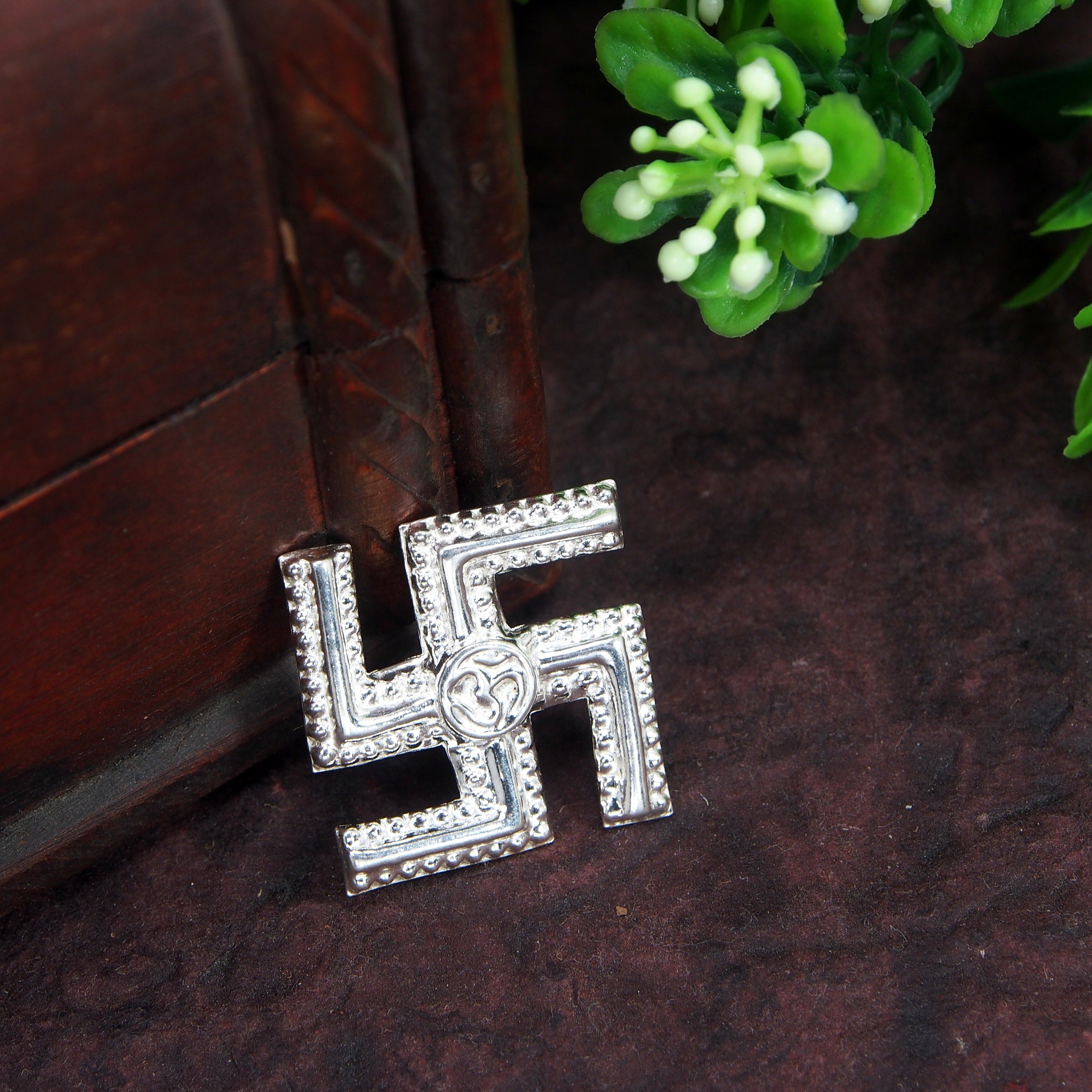 shree shyam enterprises Pure Silver (Chandi) Silver Swastik for Puja Temple (2 Gm) Decorative Showpiece-3.81 cm-picture-13