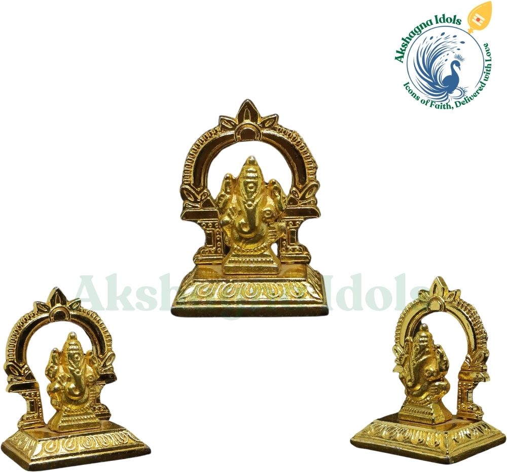 German Silver Lord Ganesha Idol – 6 cm x 6 cm Decorative Showpiece-10 cm-image-44