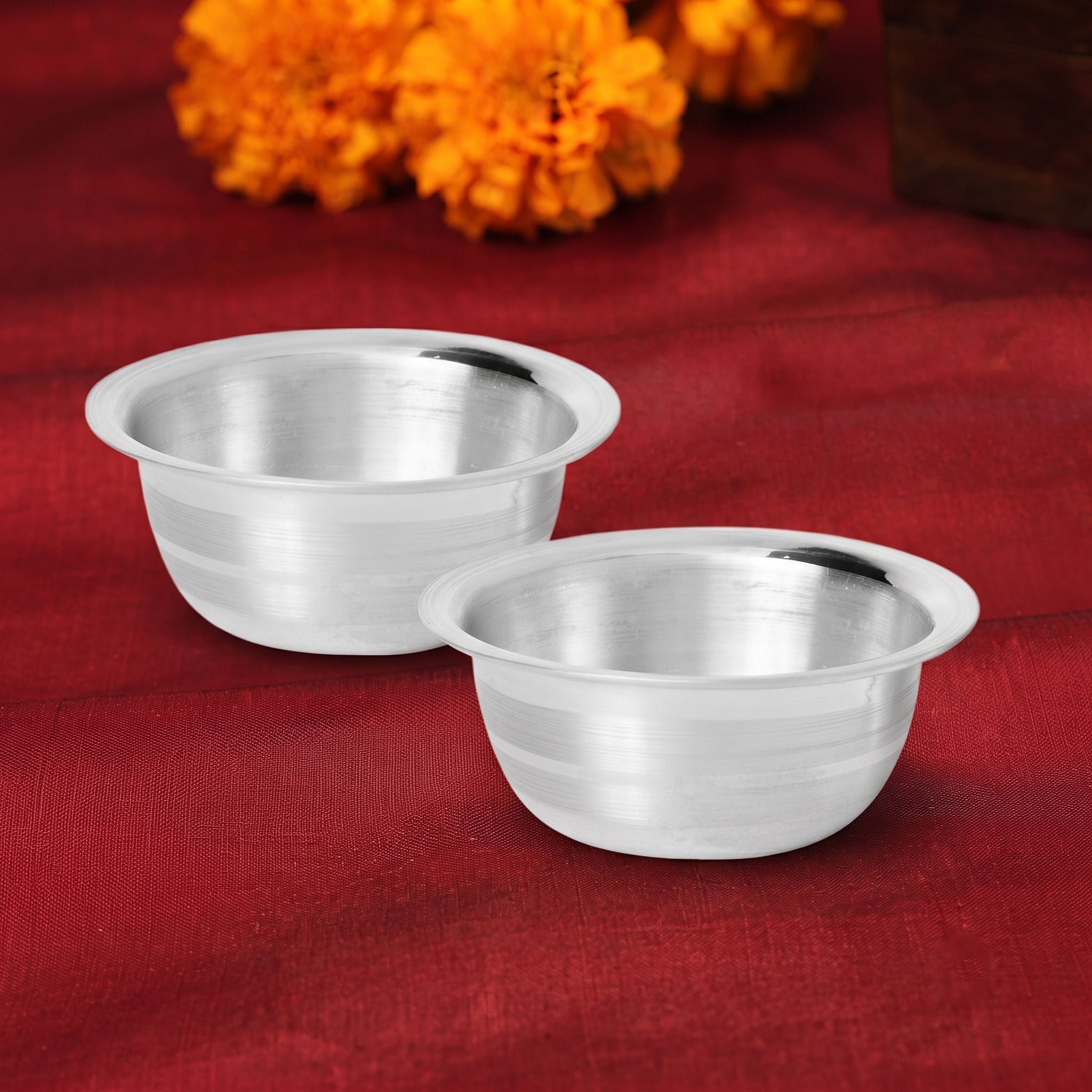 Combo Silver Small Size Katori Bowl for Pooja,Workplace,Home,10 Grams Decorative Showpiece - 1.5 cm-image-13