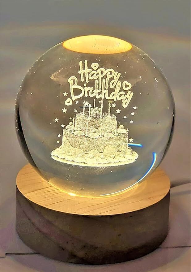 variyaenterprise28 3D Crystal Happy Birthday Lamp Decorative Showpiece - 8 cm-picture-28