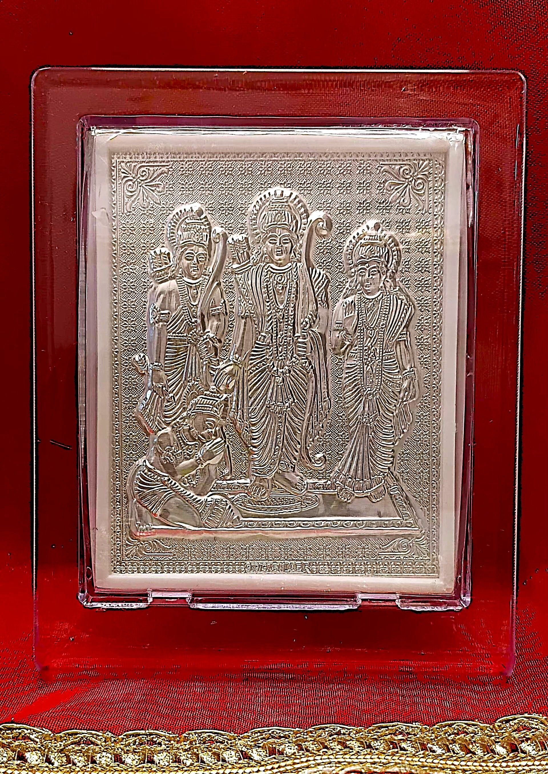 roots craft Silver Lord Ram darbar Photo Frame for Home/Office /Car Dashboard & Pooja Room Decorative Showpiece - 10 cm-picture-27