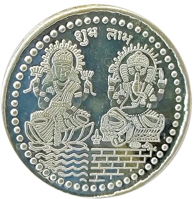 ASTRO-D Laxmi Ganesh Silver coin 10gm Decorative Showpiece - 5 cm-image-31