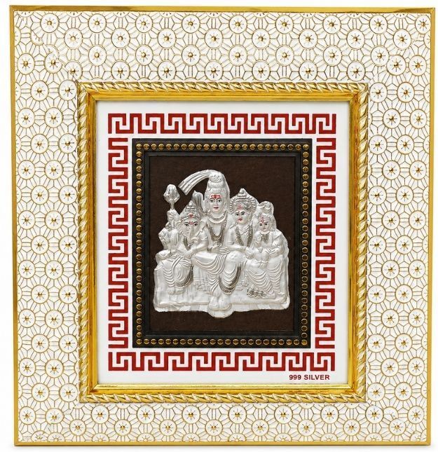srkj 999 Pure Silver Shiv Parvati Family Wall Frame Decorative Showpiece - 8.2 cm-picture-15