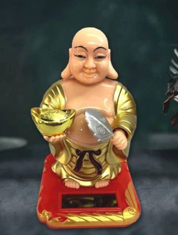 d.b.z. Solar Laughing Buddha for Car Dashboard Elegant Addition to Lifestyle Decorative Showpiece - 10 cm-picture-11