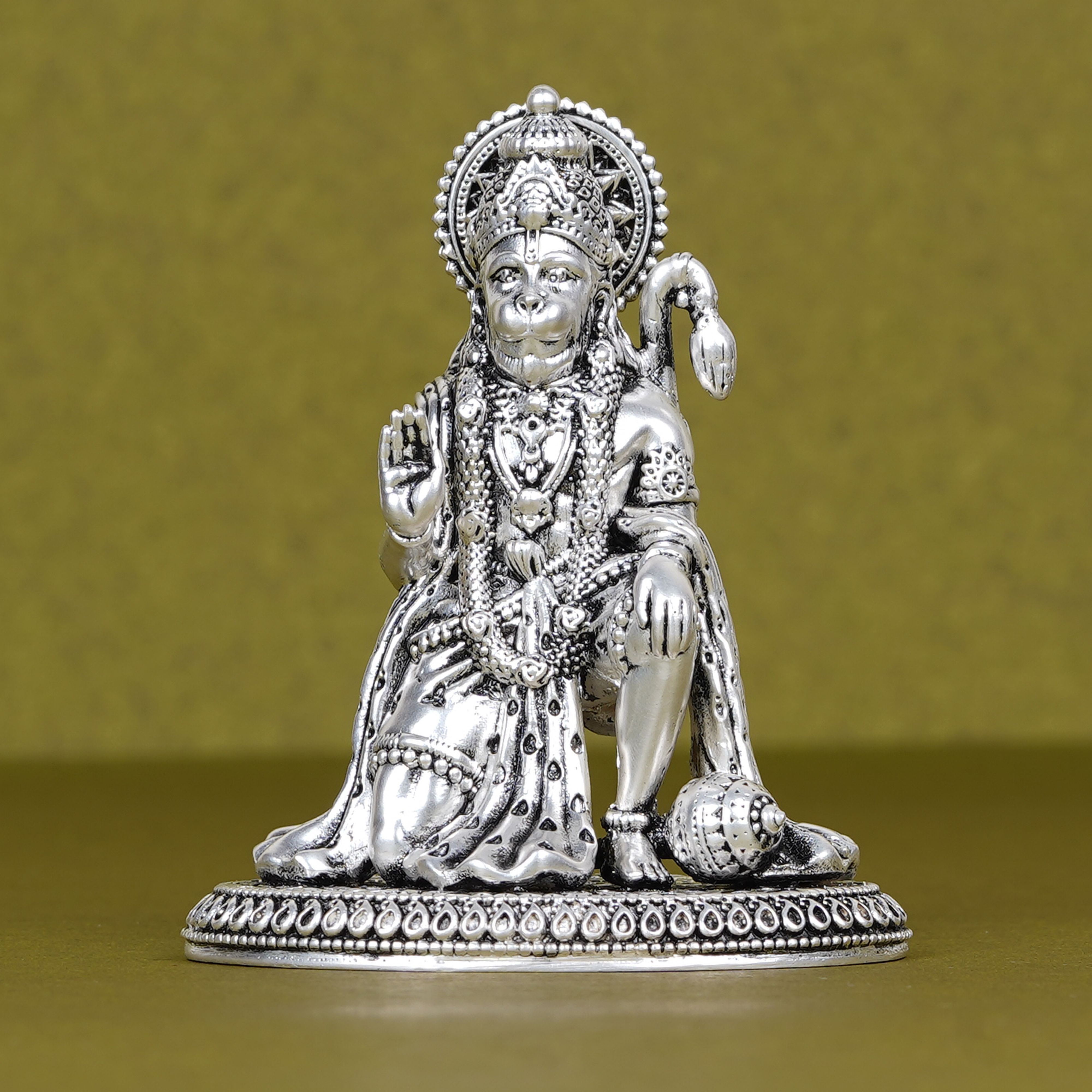 Sabera Silver-Plated Hanuman Ji Idol – Car Dashboard Travel Protection Decorative Showpiece - 8.5 cm-picture-11