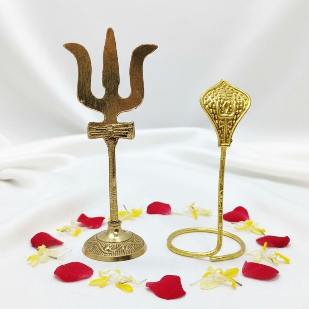bromart Brass Trishul and Snake Idol Combo (1 Pcs Each) Decorative Showpiece - 11 cm-picture-23