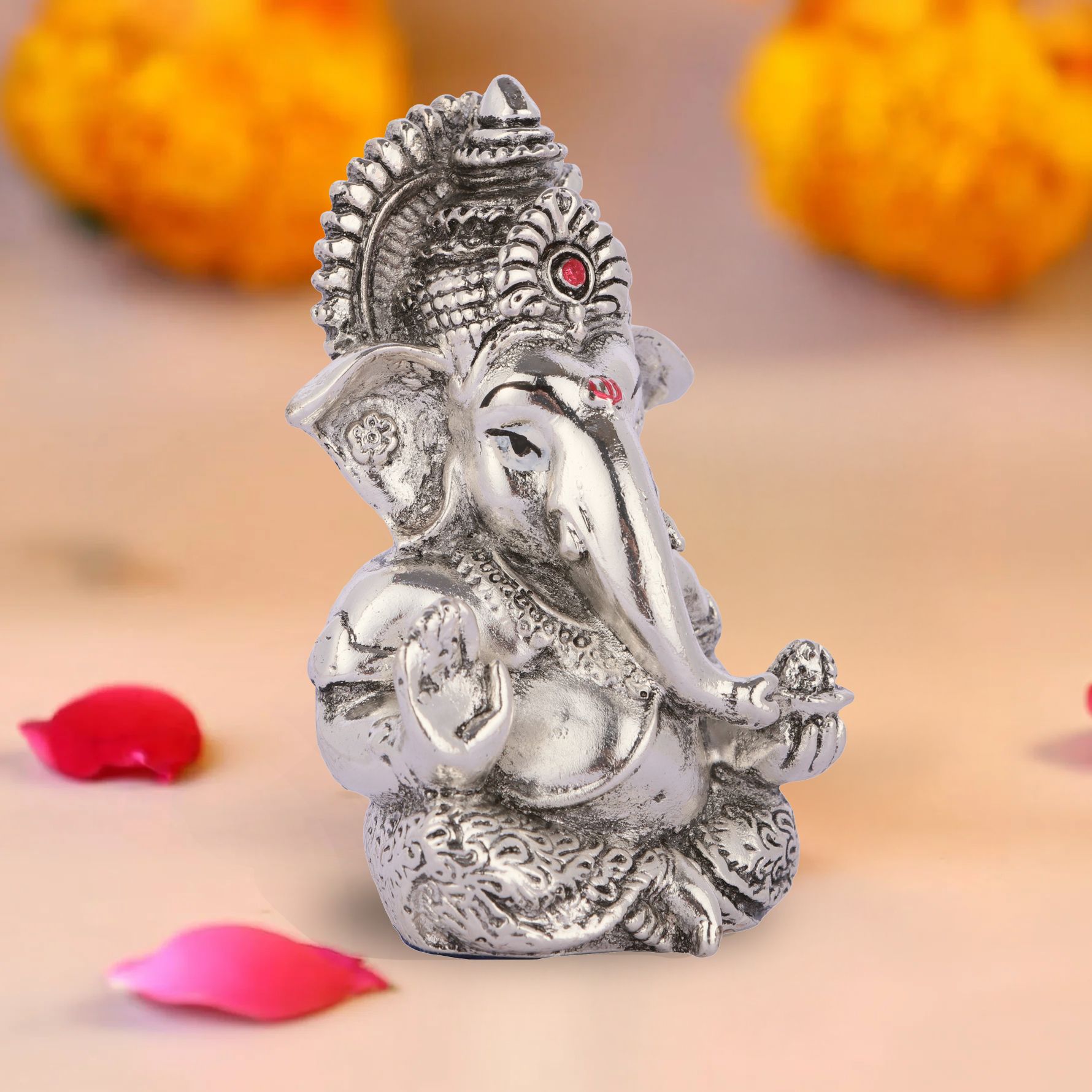 bharosemandexpress Sliver Plated Lord Ganesha Statue Decorative Showpiece - 9 cm-picture-18