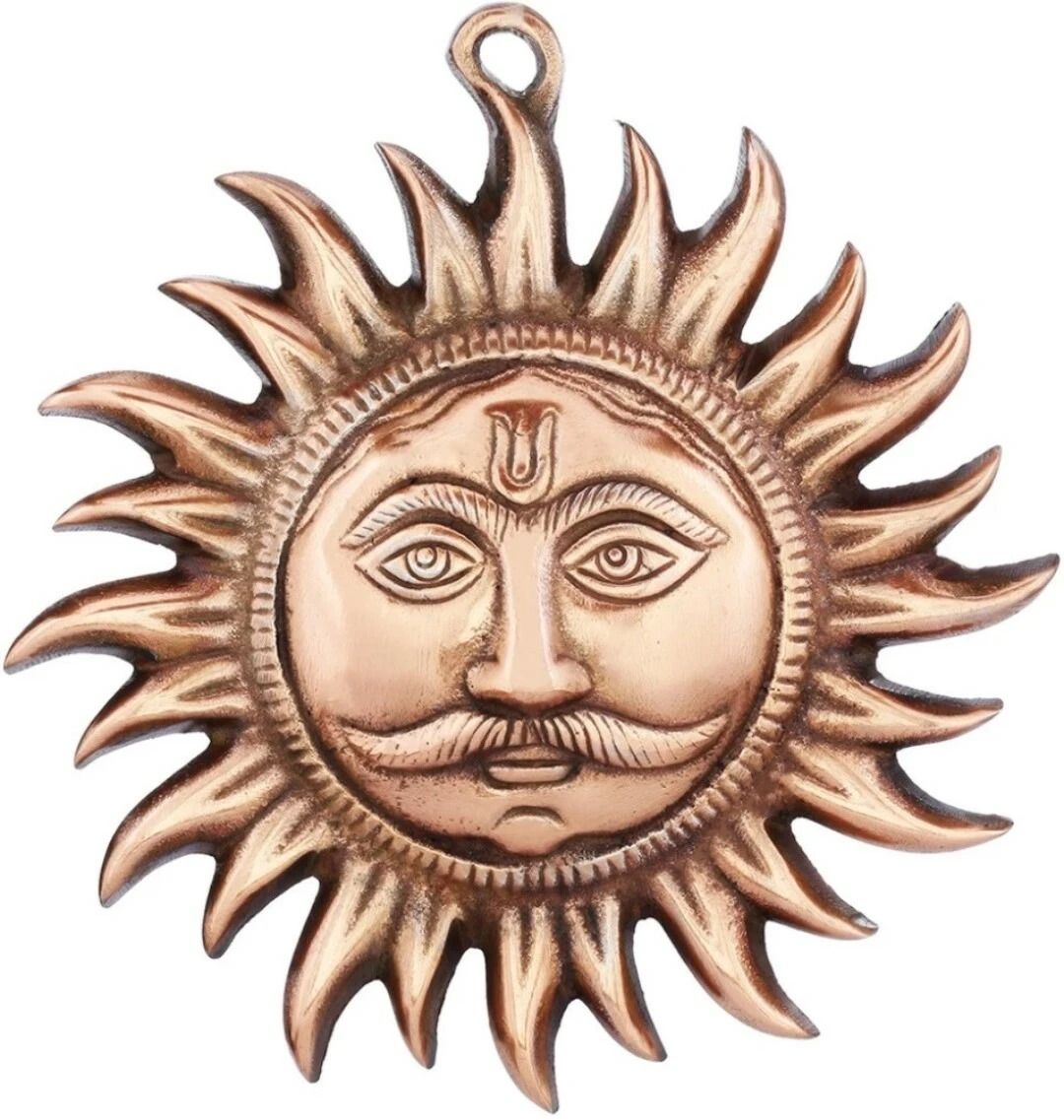 wall Hanging Lord Sun Idol Suraj Surya Murti Statue Decorative Showpiece - 18 cm-image-42