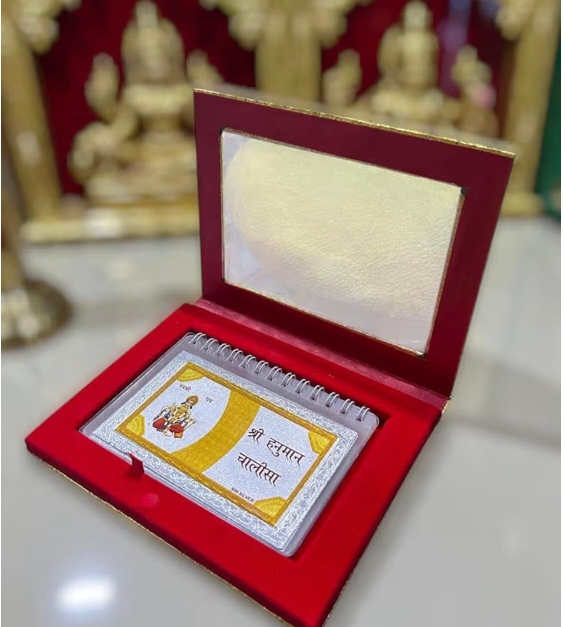 the mystic shoppe Small Silver Hanuman Chalisa Pocket Book (Hindi) Decorative Showpiece - 5 cm-picture-10