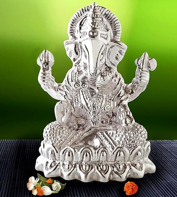 ASTRO-D 999 Silver Ganpati/Ganesha 50GM Murti/Idol Perfect for Gifting Decorative Showpiece - 10 cm-image-43