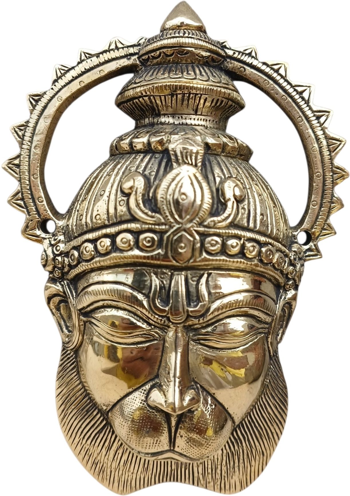 Brass Hanuman Face Wall Hanging Mask for Home & Temple Décor Decorative Showpiece - 16.5 cm-image-33