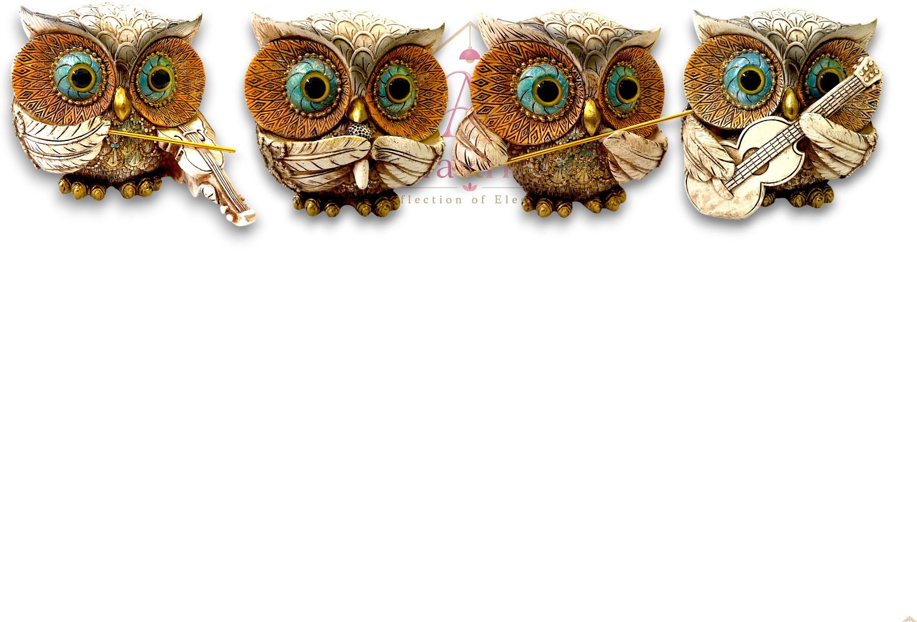 aura & hues Premium Resin Musical Owl Family Figurines Set of 4 for Home Decor Decorative Showpiece - 10 cm-picture-18