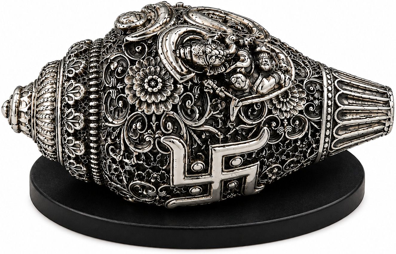 Silver Finish Pooja Shankh | Hindu Rituals, Mandir Décor, Spiritual Ceremonies Decorative Showpiece - 7 cm-image-12