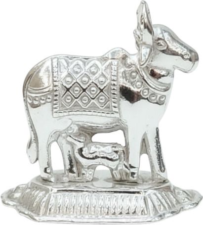 Pure Silver Cow & Calf Idol (Kamdhenu) for Puja, Vastu & Diwali Gift Decorative Showpiece - 2 cm-image-23